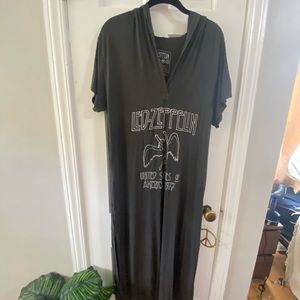 Band Graphic Hooded Shirt Dress
